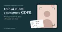 Operatrice di un centro estetico che fotografa una cliente con un tablet, consenso privacy GDPR